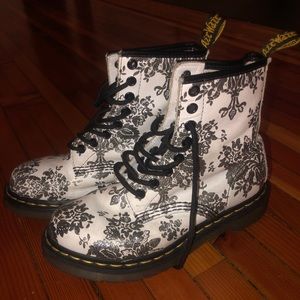 White dr. Marten with silver floral design